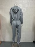 EVE Solid Color Hooded Loose Jumpsuit GYSM-W0729