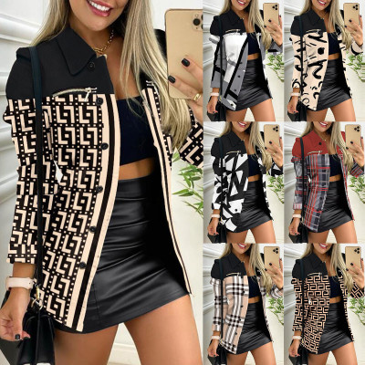 EVE Long Sleeve Single-breasted Printed Lapel Coat GYSM-W0708