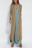 EVE Solid Color Pullover V-Neck Dress Cardigan Jacket Set GYSM-W0743