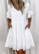 EVE Plus Size Loose V-Neck Printed Ruffle Dress GYSM-W0291