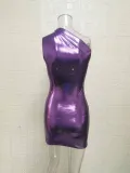 EVE Solid Color Slash Shoulder Sleeveless Mini Dress GYSM-LZY016