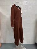 EVE Solid Color Hooded Loose Jumpsuit GYSM-W0729