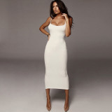 EVE Casual Contrast Color Sling Midi Dress GYSM-W0225