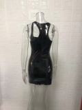 EVE Sexy Sleeveless Faux Leather Zipper PU Dress GYSM-W0315