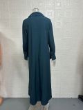 EVE Solid Color V Neck Loose Long Dress GYSM-W0724
