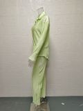 EVE Solid Color Long Sleeve Split Shirt Pants Two Piece Set GYSM-W0513