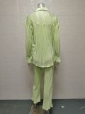 EVE Solid Color Long Sleeve Split Shirt Pants Two Piece Set GYSM-W0513