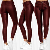 EVE Solid Color PU Leather Pencil Pant GYSM-W0313