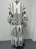 EVE Plus Size Bohemian Print Long Sleeve Shirt Dress GYSM-W0704