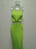 EVE Sexy Solid Color Backless Halter Maxi Dress GYSM-W0512