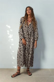 EVE Long Sleeve Print Lapel Shirt Dress GYSM-W0515