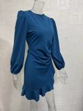 EVE Bubble Sleeve Solid Color Midi Dress GYSM-W0727