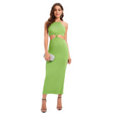 EVE Sexy Solid Color Backless Halter Maxi Dress GYSM-W0512