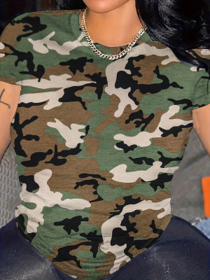 EVE Camouflage Print Short Sleeve T Shirt SH-391135