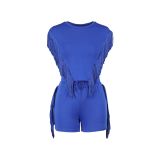 EVE Summer Solid Color Tassel Two Piece Shorts Set AIL-270