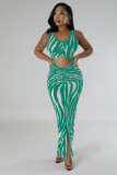 EVE Zebra Print Backless Two Wear Long Dress SFY-2768