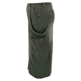 EVE Plus Size Fashion Denim Split Half-body Skirt GDAM-8007