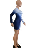 EVE Gradient Color Long Sleeve Mini Dress QODY-6032