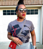 EVE Short Sleeve Print Loose T Shirt BGN-345