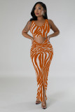 EVE Zebra Print Backless Two Wear Long Dress SFY-2768