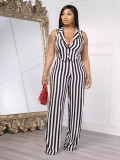 EVE Casual Stripe Sleeveless Loose Two Pice Pants Set OM-1759