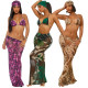 EVE Sexy Print Tie Up Lingerie And Skirt Two Piece Set CYA-901197