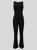 EVE Sleeveless Solid Color Slim Jumpsuit MIL-T108