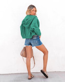 EVE Drawstring Hooded Loose Denim Coat GYAN-606