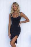 EVE U-neck Sling Casual Style Denim Dress GYAN-22858