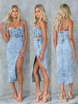 EVE Fashion Sling Sexy Denim Split Dress GYAN-16861