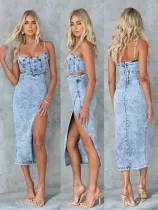 EVE Fashion Sling Sexy Denim Split Dress GYAN-16861