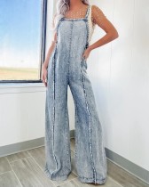 EVE Loose Denim Wide Leg Jumpsuit Back Pants GYAN-16859