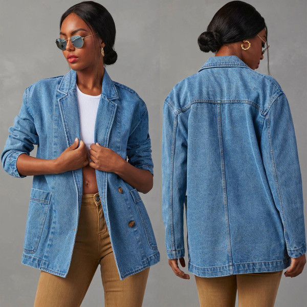 EVE Fashion Washed Blue Denim Blazer GYAN-32137