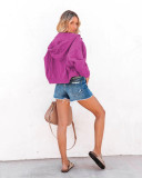 EVE Drawstring Hooded Loose Denim Coat GYAN-606