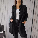 EVE Plus Size Fashion Loose Lapel Denim Jacket GYAN-9093