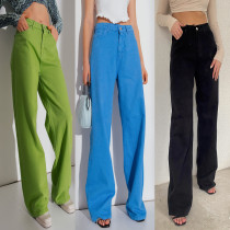 EVE Solid Color Loose Denim Jeans GYAN-22897