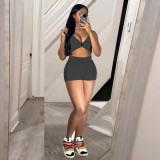 EVE Solid Color Sleeveless Vest Two Piece Shorts Set TR-1309