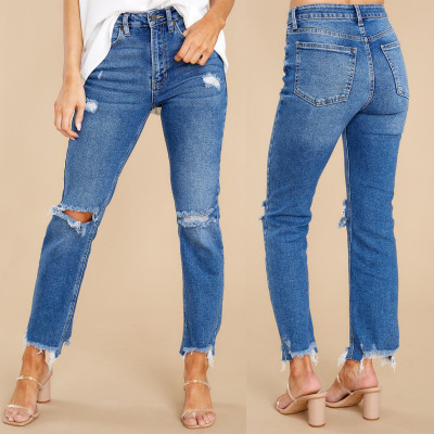 EVE Fashion Denim Holes Slim Jeans GYAN-8713