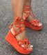 EVE Copy Strappy Slope Heel Thick Sandals GYUX-a050