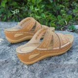 EVE Embroidered Slope Heel Fish Mouth Sandals GYUX-63541