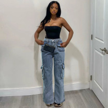 EVE Fashion Multi-pocket Loose Jeans WAF-77669