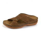EVE Cross Strap Hollow Out Slope Heel Slippers GYUX-F22