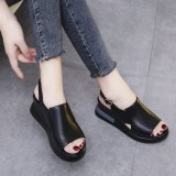 EVE Muffin Thick Bottom Slope Heeled Shoes GYUX-7899
