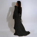 EVE V Neck Solid Color See Through Maxi Dress CYA-901194