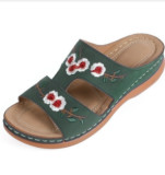 EVE Embroidered Flower Slope Heel Thick Sandals GYUX-5522