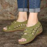EVE Hollow Out Velcro Slope Heel Sandals GYUX-293