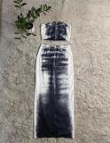 EVE Print Wrap Vest Slim Split Half-body Skirt Set GYSF-1072
