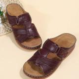EVE Retro Slope Heel Thick Bottom Leather Sandals GYUX-065