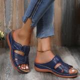 EVE Retro Slope Heel Thick Bottom Leather Sandals GYUX-065