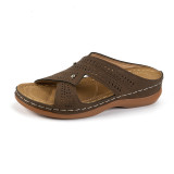 EVE Cross Strap Hollow Out Slope Heel Slippers GYUX-F22